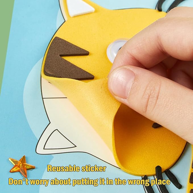 Lovyan 3D EVA Foam Stickers for Toddlers 12PCS Sticky Foam DIY Craft Preschool Art Class Drawing Sticker Puzzle Art Kit for Kids Boys Girls (Vehicles)