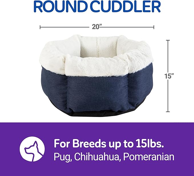 Petmate High Wall Small Dog Bed, 18 x 18in, for Small Breeds