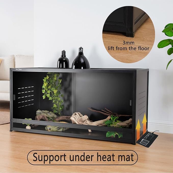 PVC Reptile Enclosure Space Efficient 44''x20''x20'' Stackable ToxiRium Large Reptile Terrarium 76 Gallons for Bearded Dragon Lizard Snake, Breeding Vivarium with Glass Doors Lock- with spacers