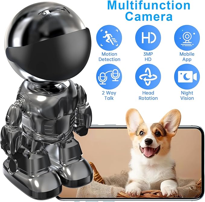 Indoor Camera 2K 5G/2.4Ghz WiFi Home Security, Baby/Pet/Robot Camera with Phone App Motion Detection, Color Night Vision, Siren Alarm, Two-Way Talk, Human Detection