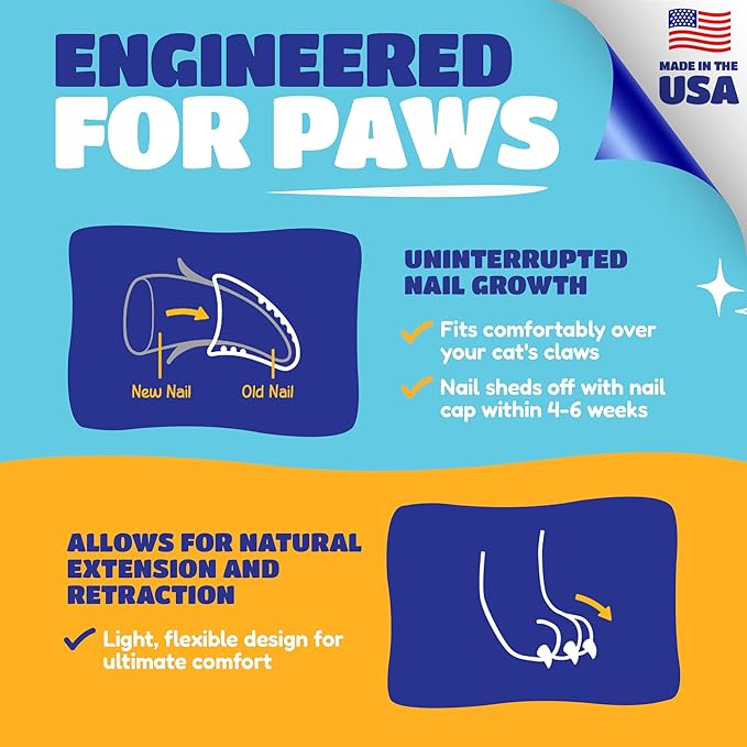 Soft Claws Cat Nail Caps for Medium Cats – (40 Caps, Black) - Made in USA - Veterinarian-Developed | Protects Furniture & Skin - Easy to Apply, Long-Lasting Anti-Scratch Soft Cat Claw Covers