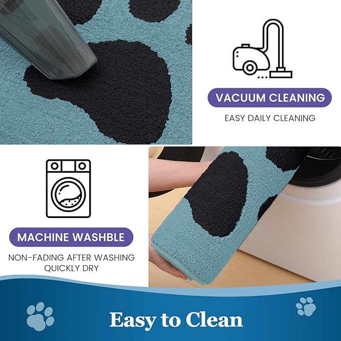 Buganda Dog Door Mat for Muddy Paws, Absorbent Dirt Trapper Washable Indoor Doormats, Non Slip Low-Profile Mud Mat for Dogs, Front Entrance Doormat for Inside Floor (30x20 Inches, Blue)