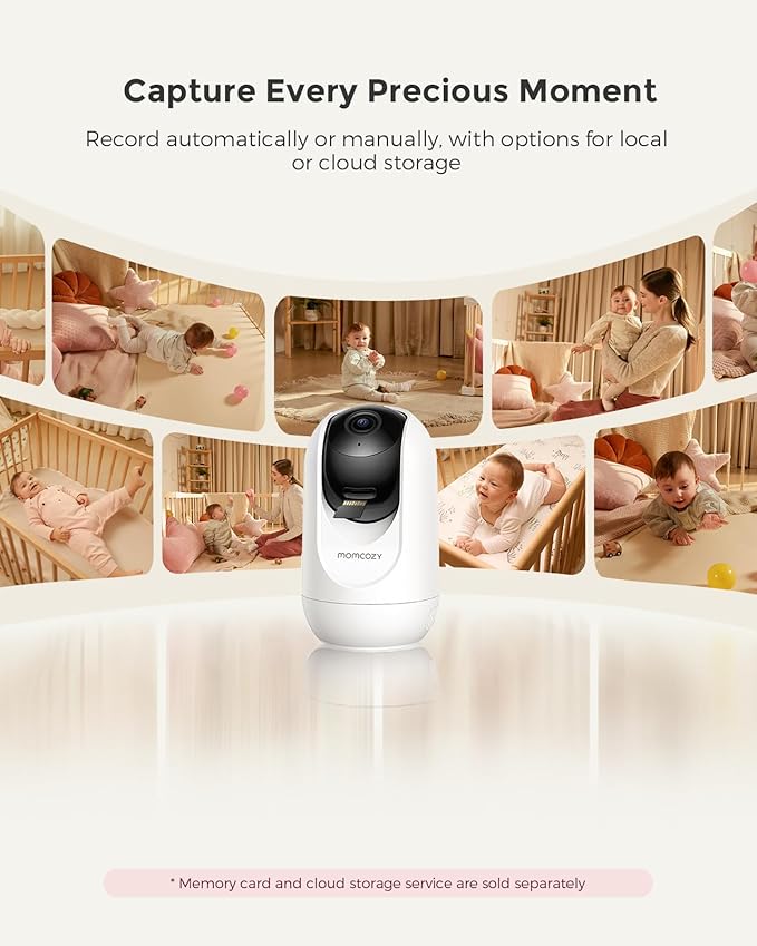 Momcozy Smart WiFi Baby Monitor, APP Control Baby Monitor with Camera & Audio, Danger Zone Alert, Motion & Cry Detection, 1080P Night Vision, 2-Way Talk, Photo & Video Recording (Compatible With BM04)