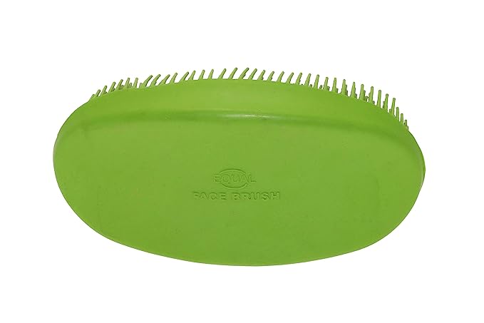 Grewal Equestrian Oval Face Grooming & Bathing Curry Brush for Horses, Dogs, Cats, & Other Pets - Very Soft Bristles (Lime Green)