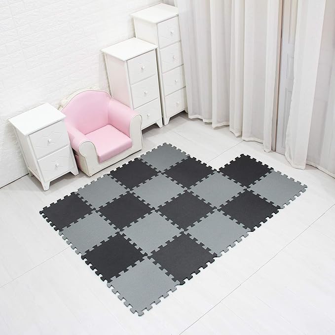 MQIAOHAM® 18 Pieces Puzzle Play Mats, Soft Baby Play Mat, Kids Interlocking Foam Floor Tiles, Toddlers Carpet Playmats G301018-104112