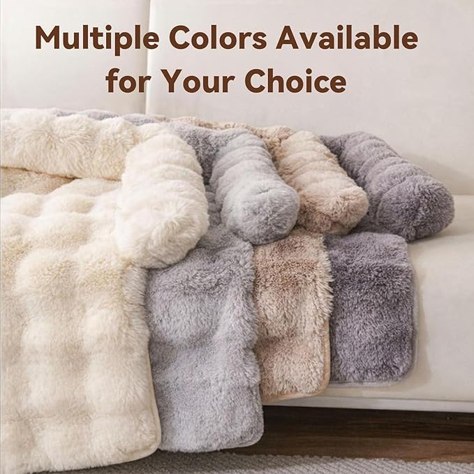 Dream Cloud Pet Sofa Bed, Dream Cloud Pet Sofa Bed Cover, Cozy Rabbit-Velvet Non-Slip Washable Fluffy Plush Pet Mat for Furniture Protection, Soft Couch Bed for Dogs & Cats (White, 70X70 CM)