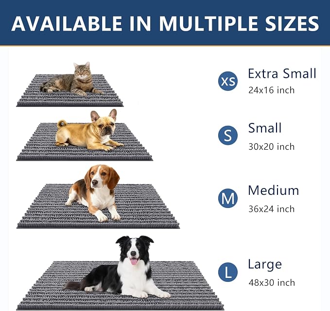 Smiry Dog Door Mat for Muddy Paws 40x32, Absorbent Dirt Trapper, Non-Slip