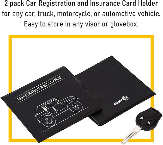 CANOPUS Car Registration and Insurance Holder, Car Document Holder, Vehicle Registration and Insurance Card Holder, Wallet for Auto, Trailer, Motorcycle, Truck, Vehicle Paperwork Organizer (2 Pack)