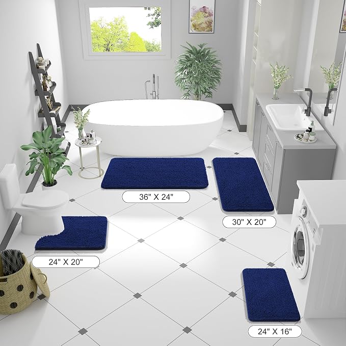 OLANLY Bathroom Runner Rugs 47x20, Extra Soft Absorbent Chenille Bath Rugs
