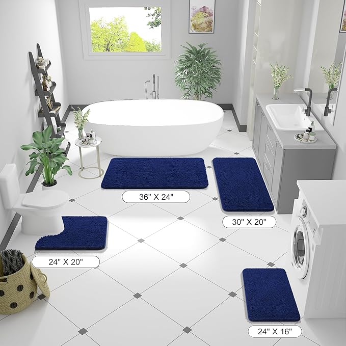 OLANLY Large Bathroom Rugs 44x32, Extra Soft Absorbent Chenille Bath Rugs