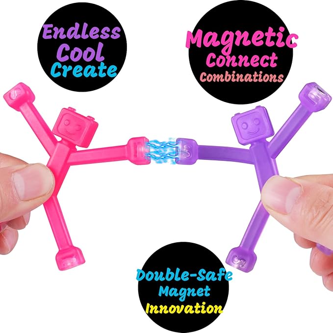 6 PCS Magnetic Travel Toys for Kids, Creative, Portable and Educational, Magnetic-People-Magnet-Men: Cute Robot & Funny Magnets, Small Fidget Toys for Classroom Prizes, Easter Egg Stuffers, Office