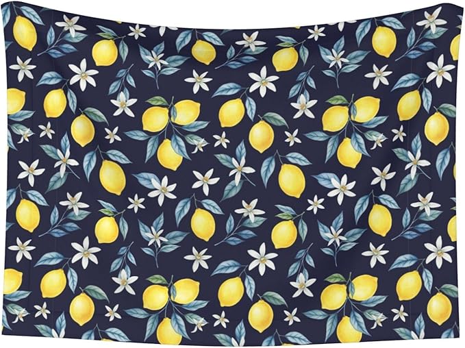 Reversible Dog Blanket for Beds Couches, Citrus Fruit Flower Lemon Green, Double Sided Cat Blanket with Textured Dot Feel and Smooth Feel for Seasonal Comfort All Year