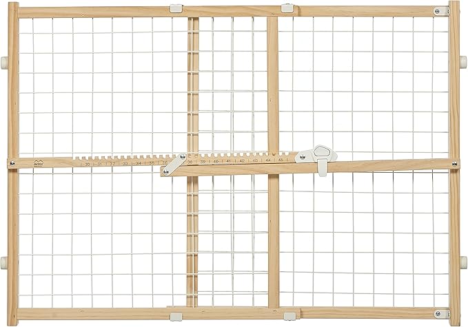 MidWest Homes for Pets Wire Mesh Pet Safety Gate, Dog Gate Expands From 29 - 40.5 Inches Wide, 24 inches Tall, Wood, Powder Coated Wire