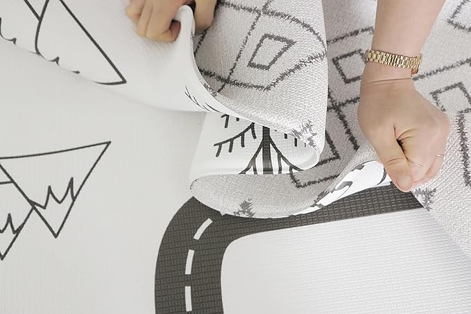 Baby Care Play Mat (Large, Nordic Trails - Tribal) 82'' x 55'' Original One-Piece Reversible Rollable Waterproof Play Mat for Infants, Babies, Toddler, and Kids