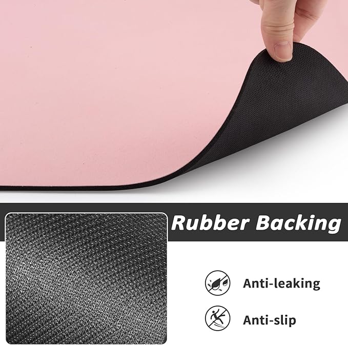 Dog Food Mat - Absorbent Cat Mat for Food and Water, No Stains Pet Feeding Bowl Mat, Easy to Clean Pet Placemats, Quick Dry Dog Water Dispenser Mat for Messy Drinkers | Paw Pink 12"x 19"