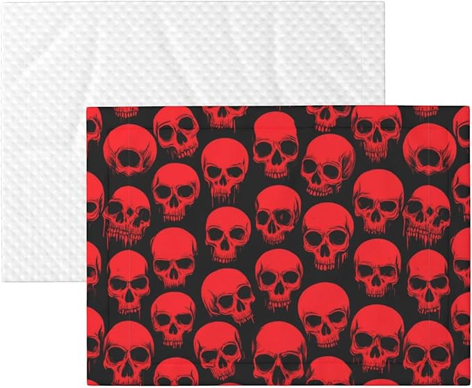 Reversible Plush Dot Pet Blanket for Dogs and Cats, Red Blood Vintage Skull, Ultra Soft Two Sided Design with Warm Fuzzy Side and Smooth Side for Comfort