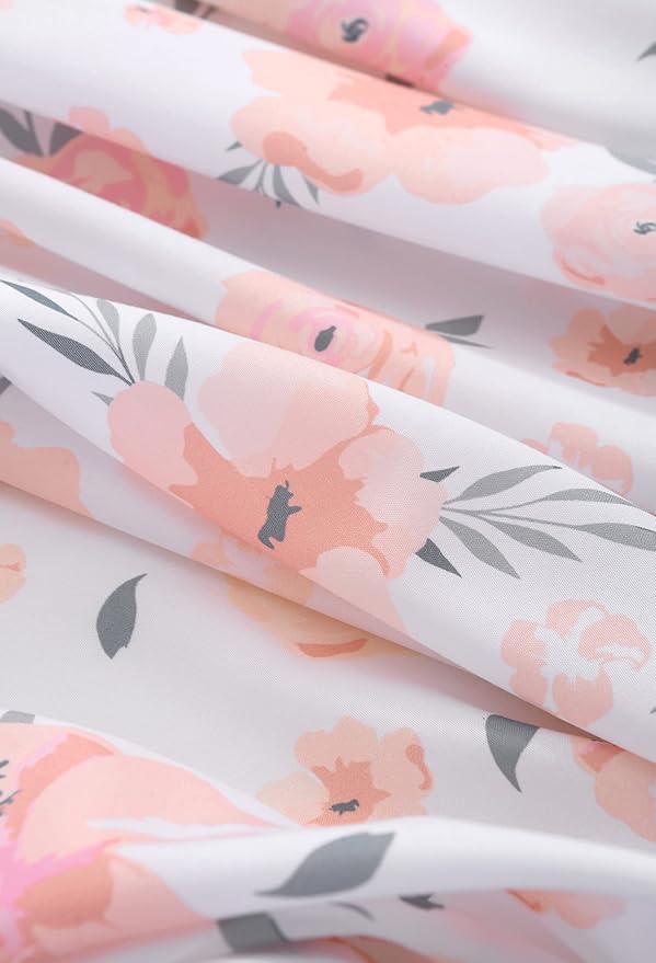 PINNKKU 4-Piece Crib Bedding Set for Boy & Girl, Includes Skirt, Blanket, Sheet & Diaper Bag, Floral, Standard Size