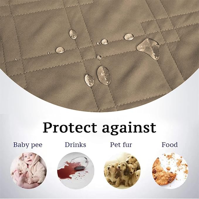 Dog Bed Cover Waterproof Microfiber Quilted Mattress Cover Pet Mat Silicon Non Slip 9 Size Furniture Protectors for Bed Sofa Couch (208 x 208 cm/82 x 82 in,Taupe)