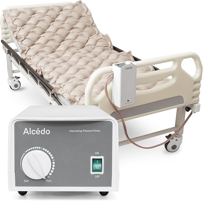 Alcedo Alternating Air Pressure Mattress Pad for Bed Sore and Ulcer Prevention, Hospital & Home Use Medical Mattress Topper for Bedridden Patient, Adjustable Ultra Quiet Pump and Waterproof Cushion