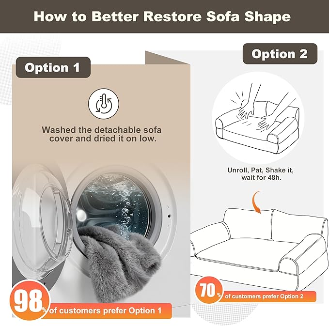 Plush Cat Couch Bed - Cat Bed for Indoor Cats, Dog Sofa Bed, Short Rabbit Fleece Calming Pet Couch with Removable Cover, Anti-Shedding Pet Sofa for Small/Medium Pets (26×18×12in, Dark Grey)