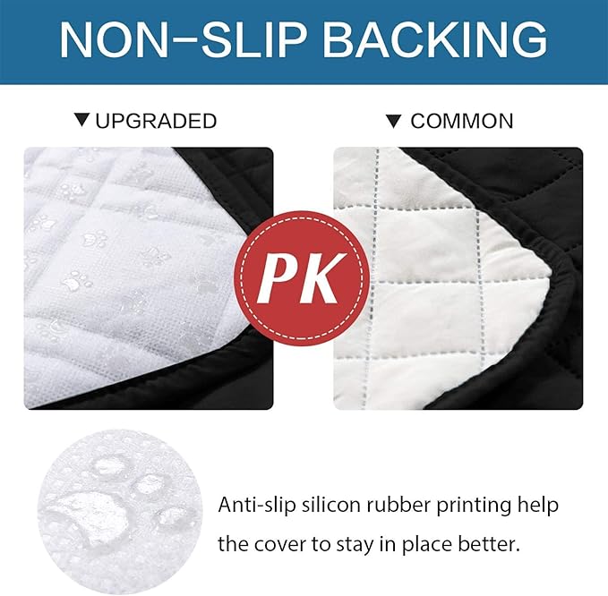 Waterproof Dog Bed Covers for Couch Protection, Water-Resistant Soft Dog Pet Blanket Anti-Slip Dog Blanket for Bed, for Furniture Bed Couch Sofa (Black,86x82inch)