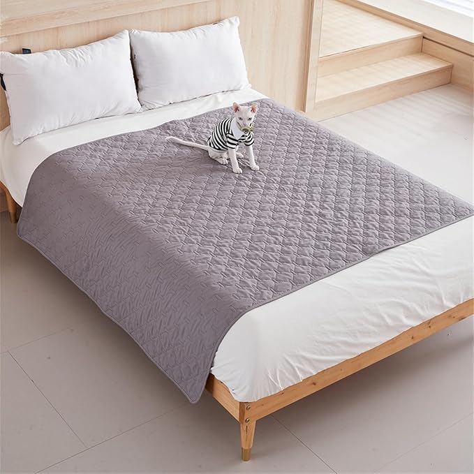 GIBZ Waterproof Dog Bed Blanket Cover Anti Slip Pet Furniture Protector Washable Large Washable Quilted Mat for Indoor, Khaki, 130x200cm
