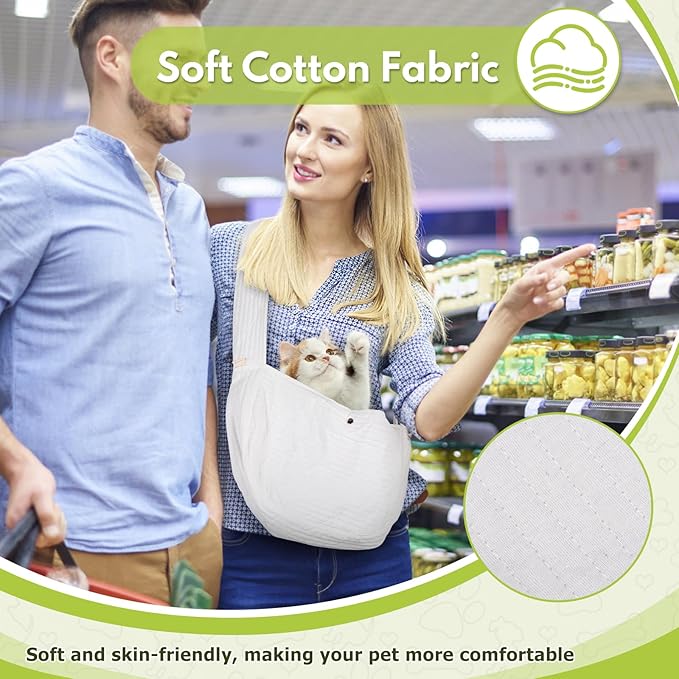 Dog Carrier Sling, Cat Backpack Carrier, Cotton Puppy Carrier Sling, Hands Dog Bag Carrier with Wide Strap Built in Safety Buckle Pocket for Small and Medium Pets (Medium)