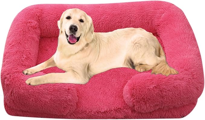 Dog Beds Large Sized dog Orthopedic, Sofa Dog Bed with Waterproof Lining and Nonskid Bottom, Rectangle Washable Dog Bed for Medium Small Dogs and Cats Comfortable ( Color : Red1 , Size : 31 x 21" )