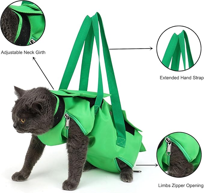 HDKUW Cat Grooming Bag,Foldable Travel Carrier for Cats,Anti-Bite Anti-Scratch Cat Grooming Restraint Bag,Pet Carrier for Administering Eye Drops,Ear Cleaner,Clipping Nails Blue M
