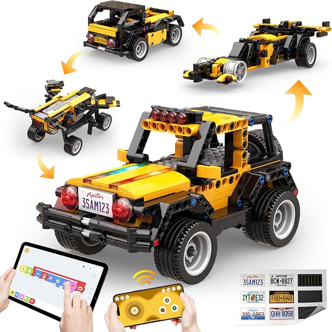 Robot R 4-in-1 Robot Building Kit, APP Remote Control STEM Coding Toys, Educational Gifts for Boys Girls Kids Ages 6-12, 4 Control Modes (300 Pieces)