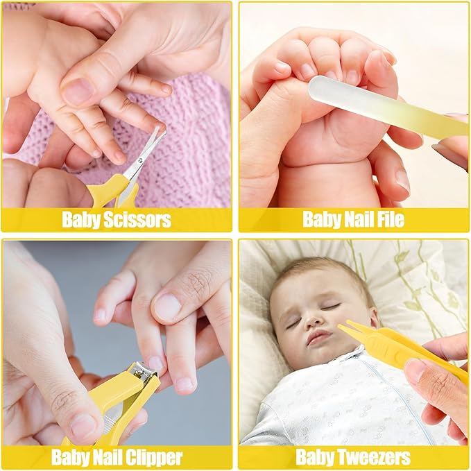 Baby Healthcare and Grooming Kit for Newborn Kids, 24PCS Upgraded Safety Baby Care Kit, Newborn Nursery Health Care Set, Baby Care Products (Yellow)