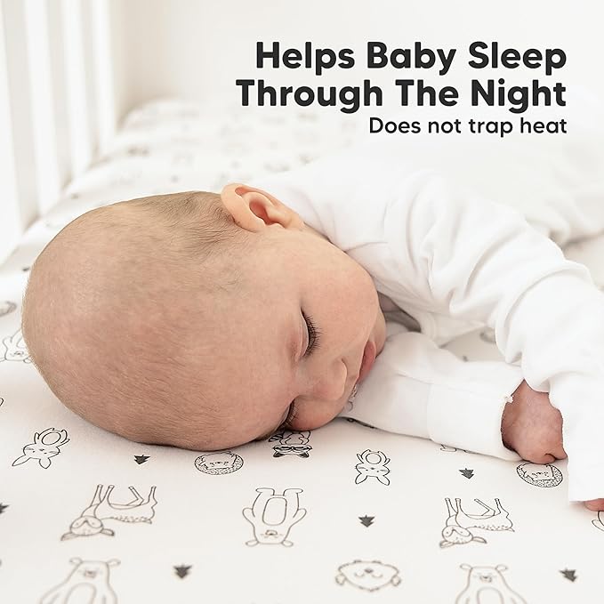 KeaBabies 2-Pack Organic Crib Sheets for Boys, Girls - 52x28 Fitted Crib Mattress Sheet Neutral, Breathable Jersey Cotton Cover for Baby Bed, Toddler Mattress, Soft & Cute Prints (Woodland)