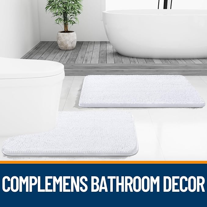OLANLY Large Bathroom Rugs 44x32, Extra Soft Absorbent Chenille Bath Rugs