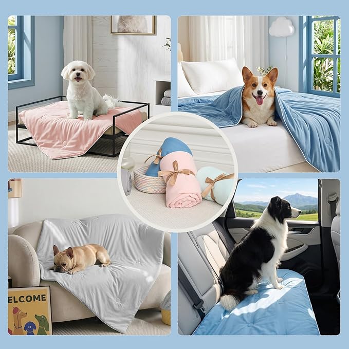 Soulbond Cooling Blanket for Large Dogs - Q-MAX>0.45, Washable Cool Pet Cats Throw Blanket for Hot Weather, Self-Cooling Soft Dog Mat for Bed Crates Couch Sofa Cars(40"x50", Pink)