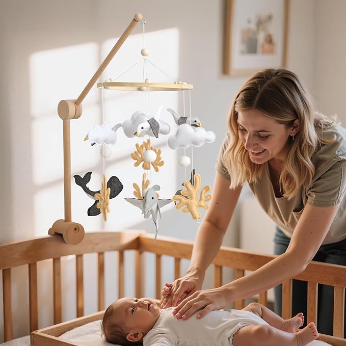 HI BABY MONMENT Crib Mobile Arm - Baby Mobile Hanger with 360° Vertical Adjustment, Stabilizing Attachment for Added Safety, Mobile Arm for Crib, Sturdy & Secure Design for Nursery Mobile