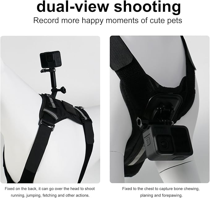 Pet Camera Harness,Adjustable Pet Secure Bracket - Puppy Camera Strap Harness Holder,for Small Medium Large Outdoor Walking Training Daily Travel Sports