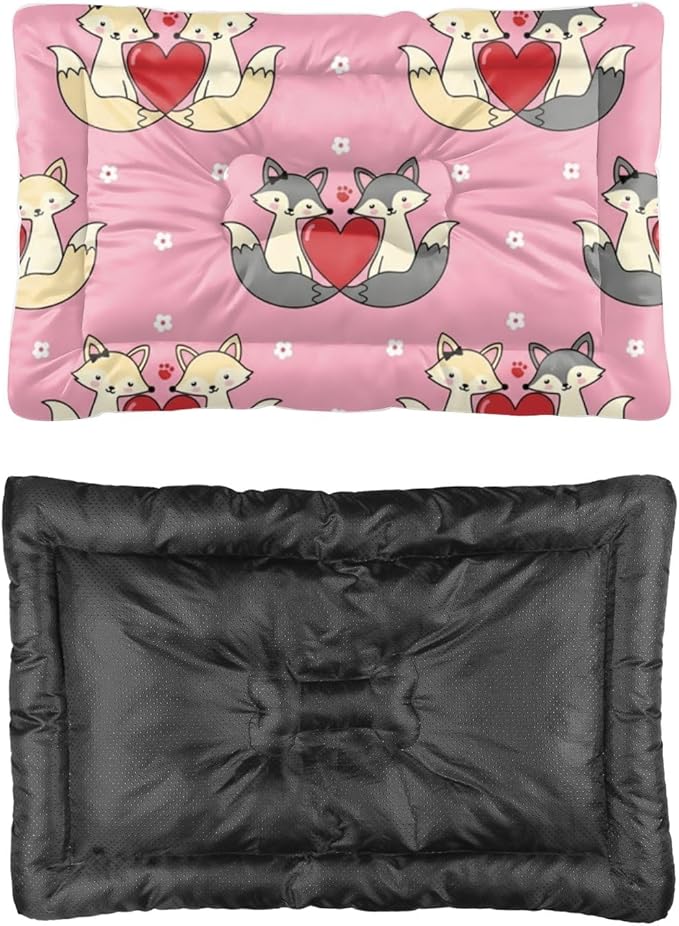 Romantic Fox Pink Puppy Bed Washable Dog Crate Mats Dog Kennel Pad Pillow for Crate Washable Non-Slip Beds for Small Dogs Beds & Furniture Patio Mat Pet Cushion Indoor Outdoor 24X18 Inch