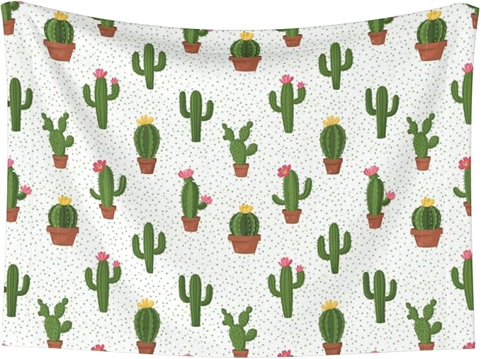 Two Sided Pet Cuddler Blanket for Anxiety Calming, Cactus Floral Bloom Flower Summer Tropical Watercolor, Reversible Plush Design with Bubble Dot Pattern Provides Familiar Surface Anywhere