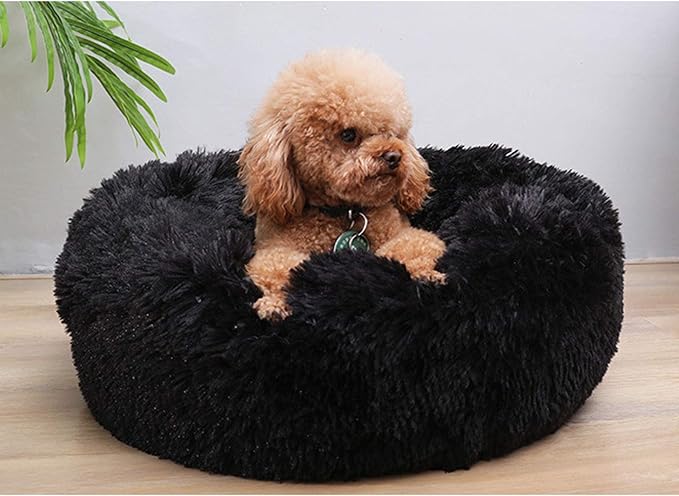 Warming Round Dog Bed for Small, Medium and Large Dogs & Cats, Short & Long Plush Pet Bed, Luxurious Faux Fur Donut Cuddler, Bolster Pet Bed & Sofa, Machine Washable 40CM 16Inch