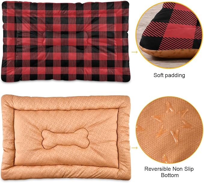 Pet Bed Red and Black Buffalo Plaid Christmas Dog Bed Mat Absorbing Non Slip Pad Pet Sleeping Mat for Small, Medium, and Large Dogs Puppy Cat 36 in x 24 in