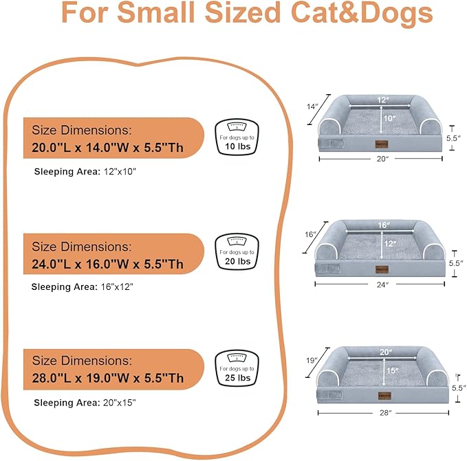 Medium Dog Bed Orthopedic Washable: Beds Bolster Medium Sized Dogs Bed Egg Crate Foam Couch Sofa Waterproof with Removable Cover