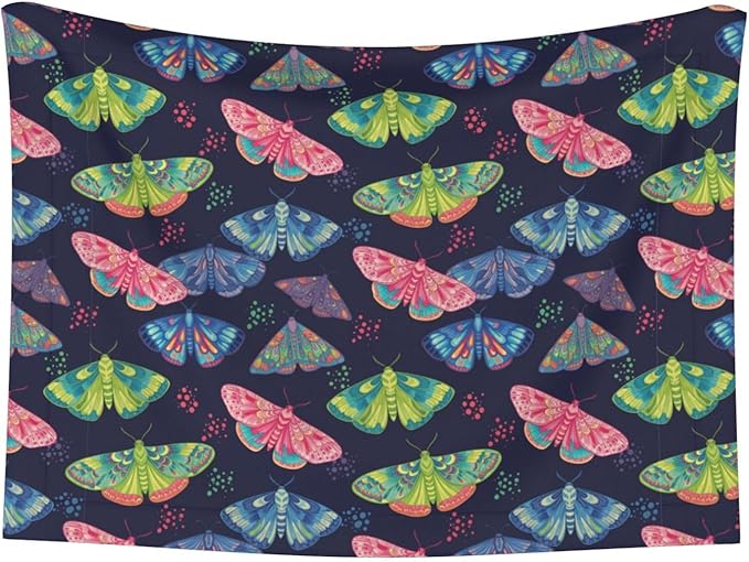 Double Sided Pet Bed Blanket for Added Cushion Warmth, Colorful Butterflies, Reversible Cover with Textured Dot Surface for Existing Beds Standalone Mat