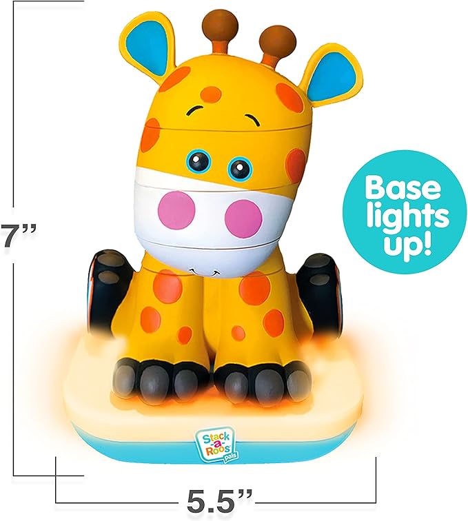 Stack-a-Roos Baby Giraffe by Salus Brands - Animal Stacking Toy, Educational Early Learning Toy for Infants Babies Toddlers, Age 12+ Months - Great Baby Gifts, STEM