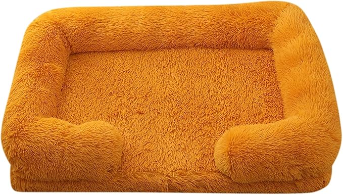 Dog Beds Large Sized dog Orthopedic, Sofa Dog Bed with Waterproof Lining and Nonskid Bottom, Rectangle Washable Dog Bed for Medium Small Dogs and Cats Comfortable ( Color : Orange , Size : 51 x 35" )