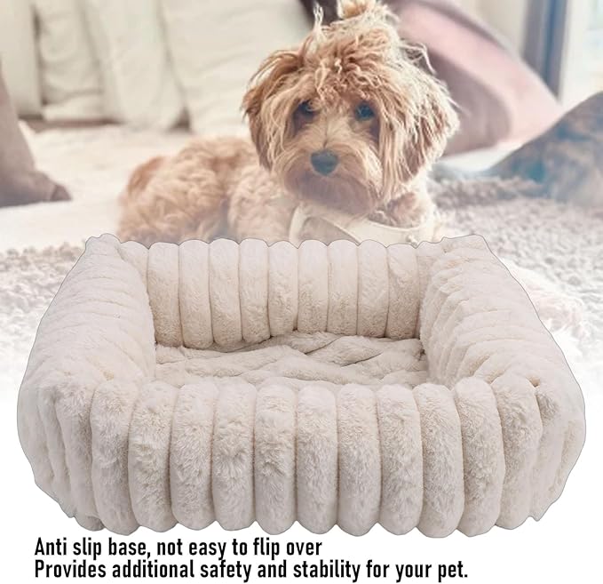 Cat Bed, Warm & Comfortable Dog Bed with Anti Slip Base & Removable Cover, Washable, Raised Support Edge Design, Soft Pet Furniture, Ideal for Cats, Dogs, Other Pets