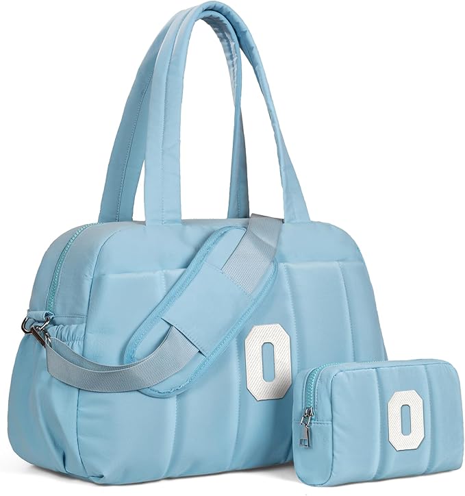 Duffle Bag, Weekender Bags for Girl，Gifts for Teen Girls 16-18-Initial Overnight Bag with Wet Pocket，Lightweight Dance Bags Personalized Gymnastics bag with Makeup Pouch