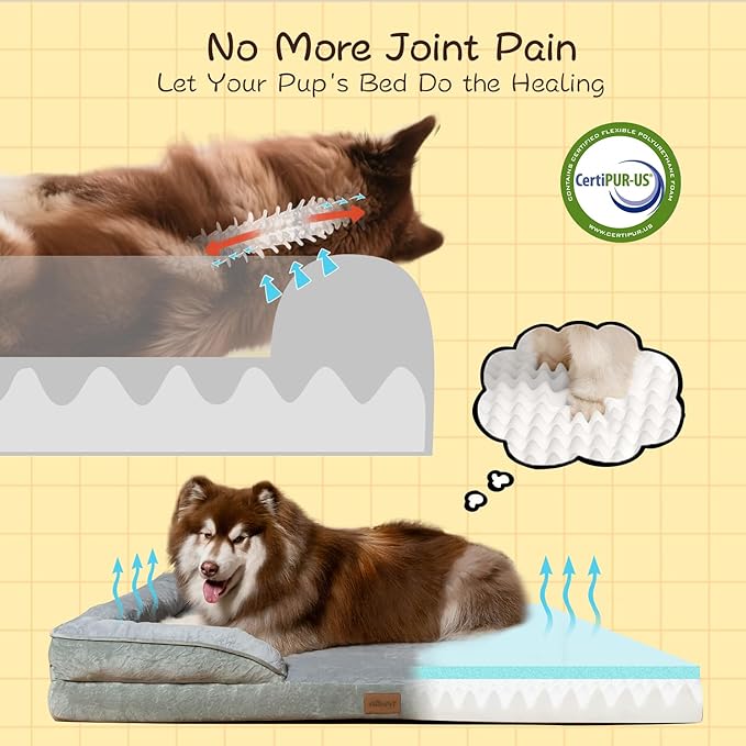 Orthopedic Dog Bed - Superior Rebound Foam, Waterproof & Urine - Resistant, Machine Washable Cover, Chew - Proof & Non - Slip for Large Breeds