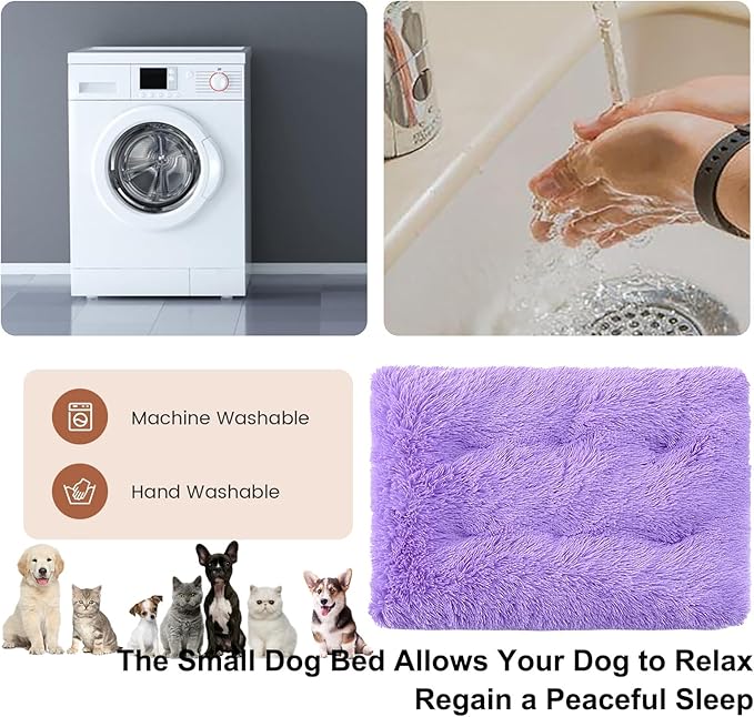 Dog Crate Mat, Dog Bed for Large Dogs, Comfy Fluffy Kennel Pad Anti-Slip for Dog beds & Furniture, Quilted Dog Bed for Pets for Medium/Small Dogs Cats (Color : Purple, Size : 30x21)