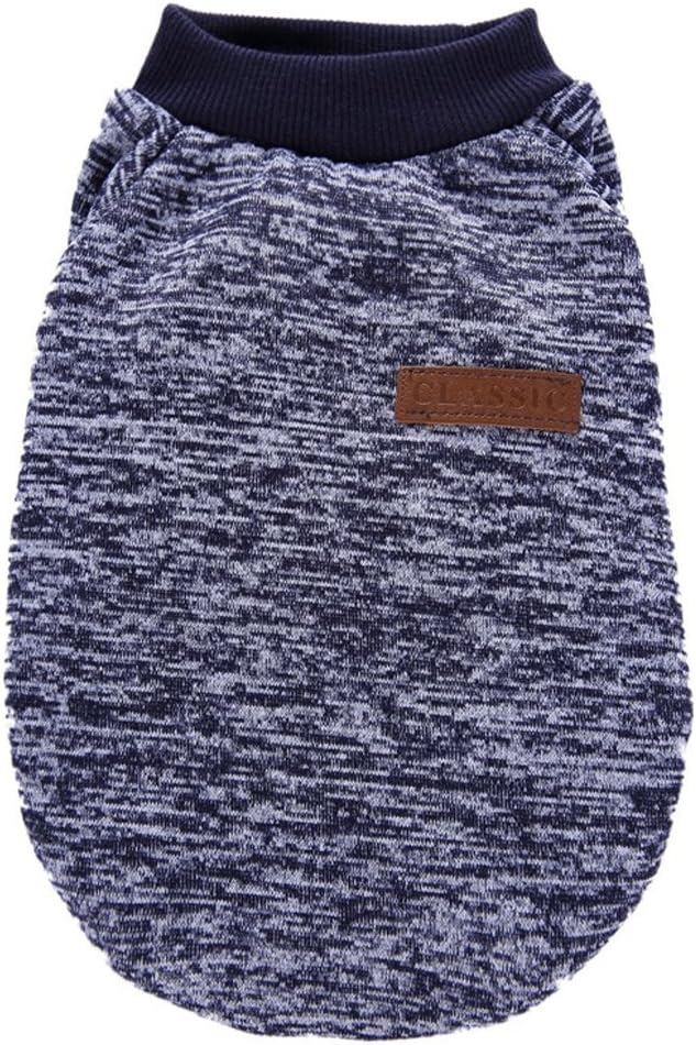 Jecikelon Dog Clothes Dogs Sweater Soft Puppies Clothing Winter Puppy Sweaters Warm Outfit for Dogs Small XXS XS Cat Apparel (Navy Blue, S)