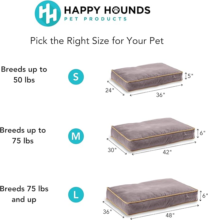 Buster Reversible Rectangle Pillow Style Dog Bed, Smoke, Medium (42 x 30 in.)